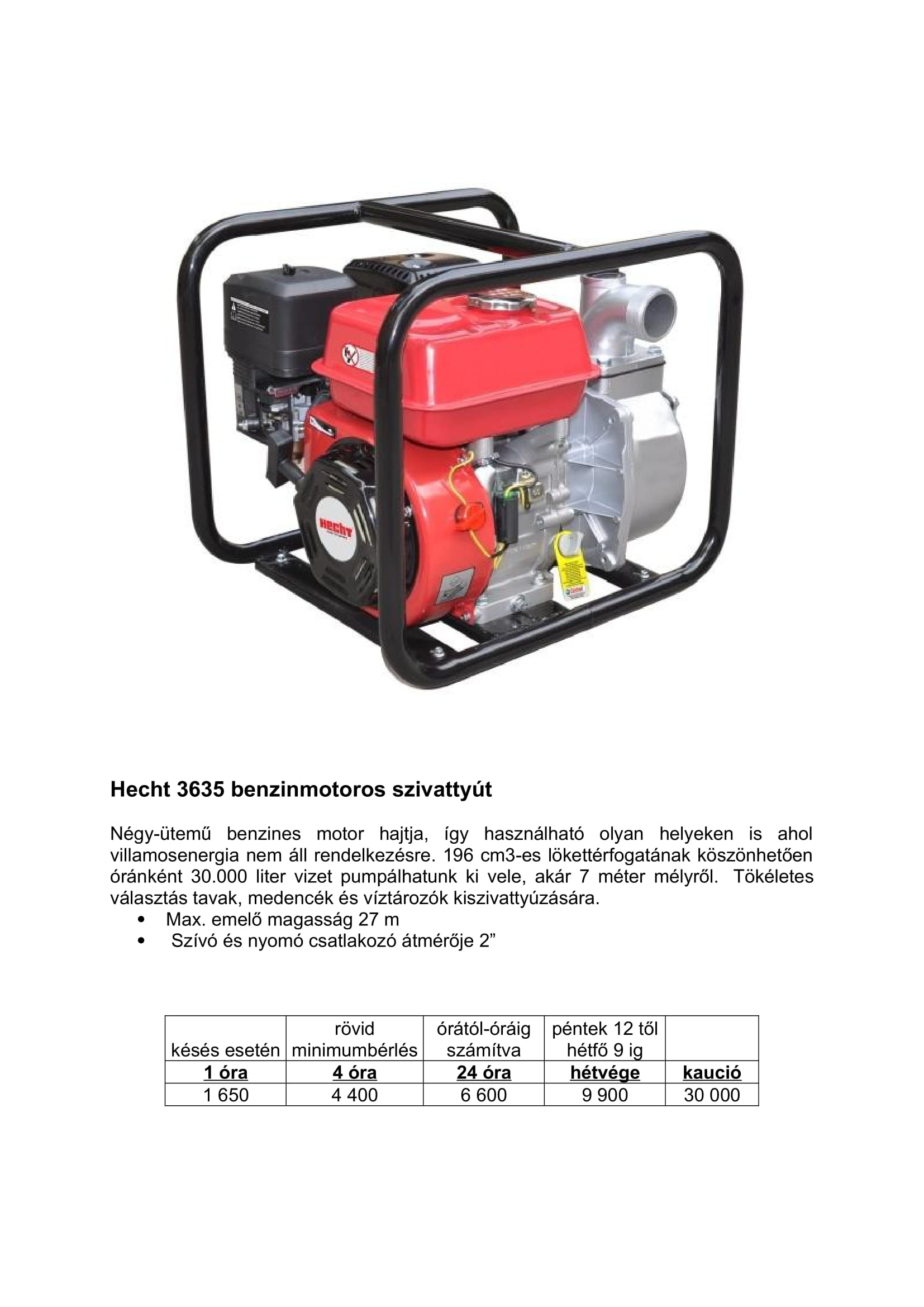 HECHT 3635 Benzinmotoros szivattyú-1